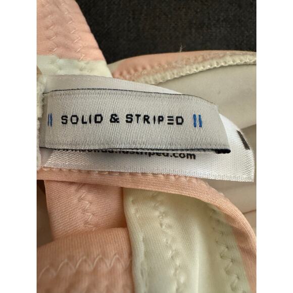 Solid & Striped Pink/White Striped Twist Front 2 Piece Swim Bikini Set Medium - Picture 3 of 7